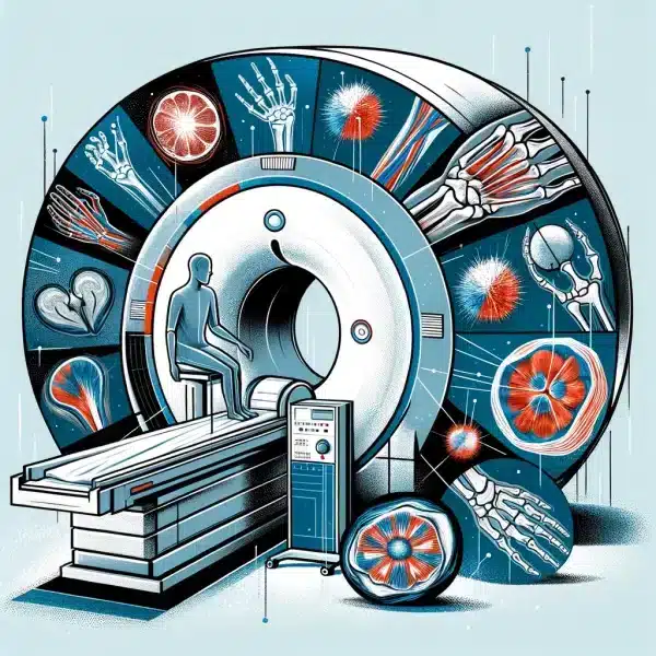 MRI je užitočná pri identifikácii poškodení mäkkého tkaniva, ako sú zápaly šliach, poškodenie väzov alebo prítomnosť burzitídy.